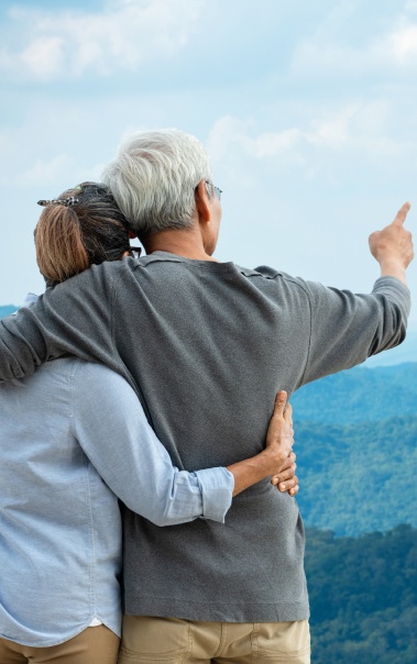 couple looking out at mountains