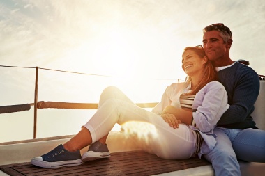 couple relaxing together on a boat